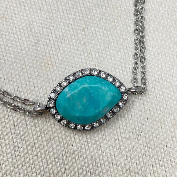 Chloe + Isabel Necklace & Bracelet Set Faux Turquoise Blue Pave Silver-Tone - Picture 3 of 7